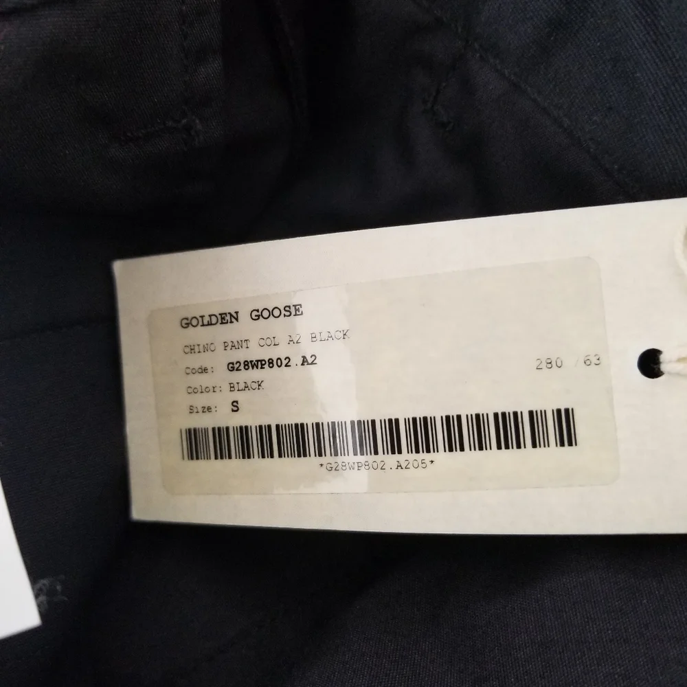 Golden Goose High Rise Tapered Leg Chino Pants Size S Small Black - Picture 9 of 11